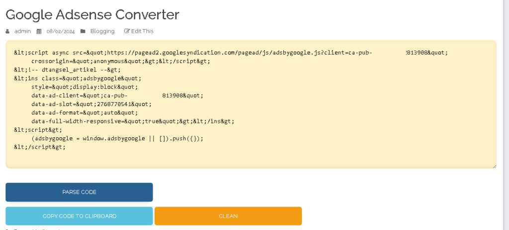 Parse Kode Google Adsense